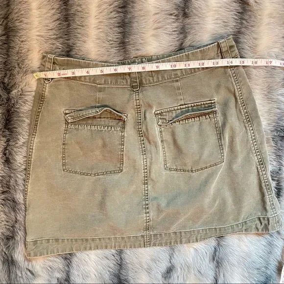 Abercrombie & Fitch Olive Green Military Button Down Mini Skirt 2 - Picture 13 of 14